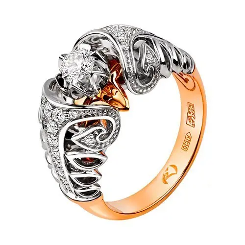 Кольцо декоративное из комбинированного золота