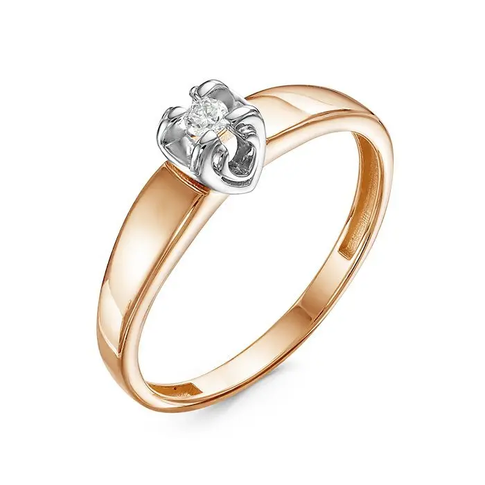 Кольцо помолвочное из комбинированного золота