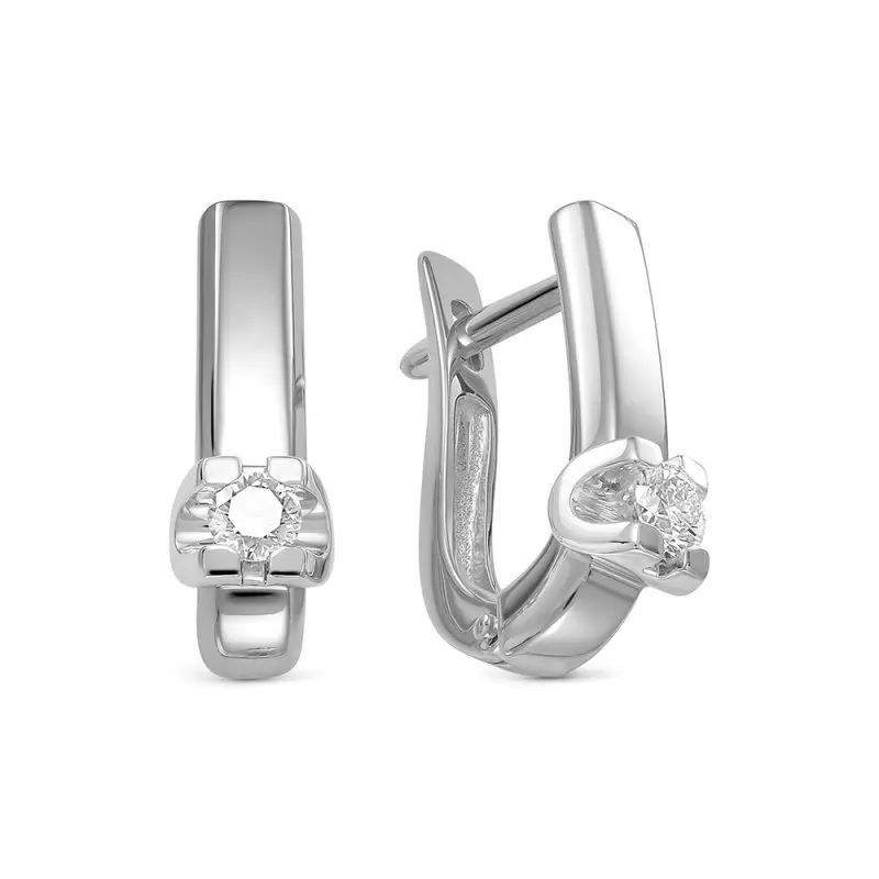 Серьги с английским замком из белого золота