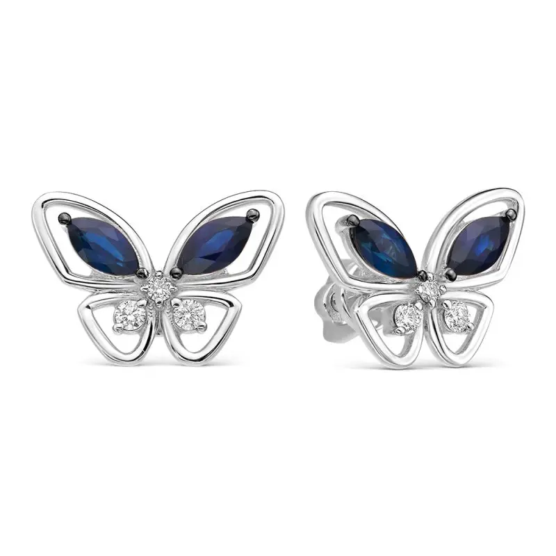 Серьги пуссеты из белого золота