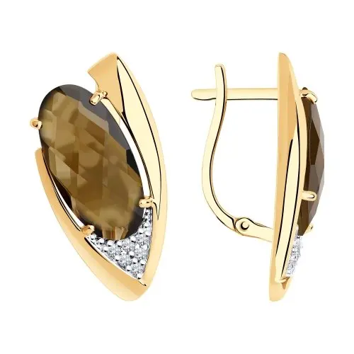 Серьги с английским замком из красного золота