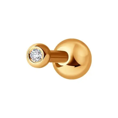 Серьги одиночные из красного золота