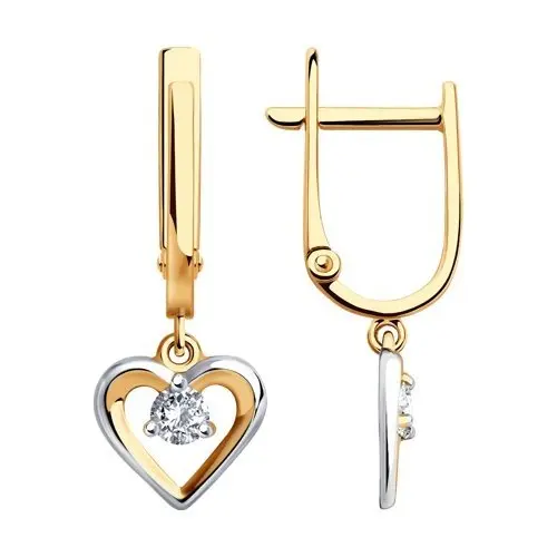 Серьги подвесные из красного золота