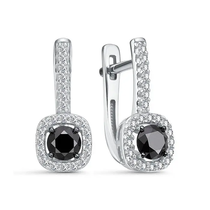 Серьги с английским замком из белого золота