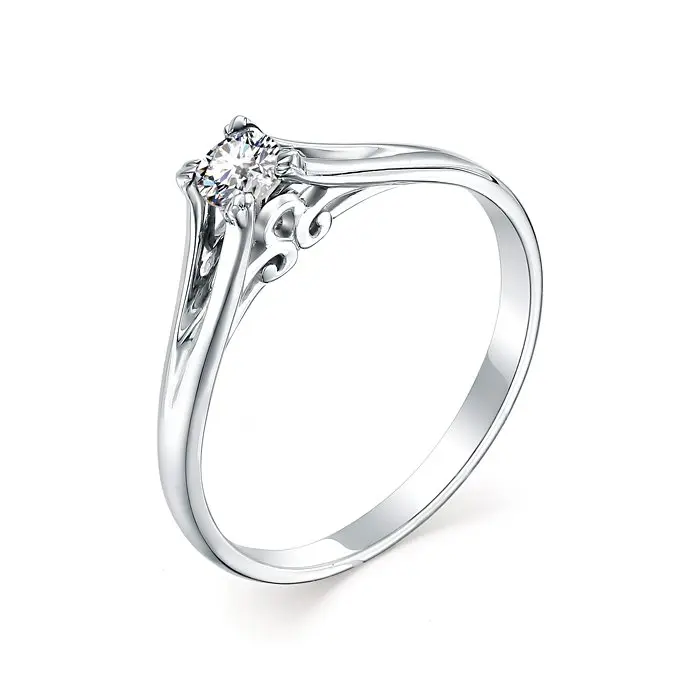 Кольцо помолвочное из белого золота вид 1