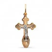 Подвеска крест из комбинированного золота