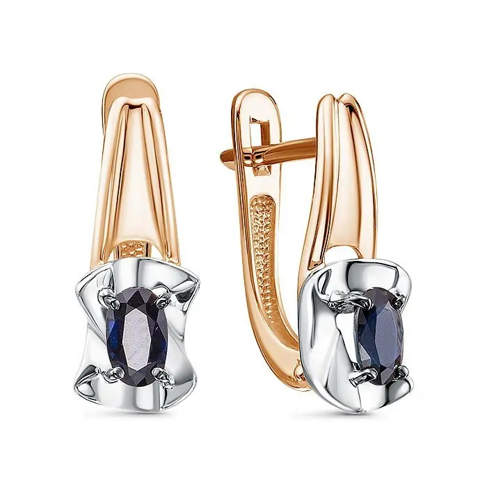 Серьги с английским замком из комбинированного золота