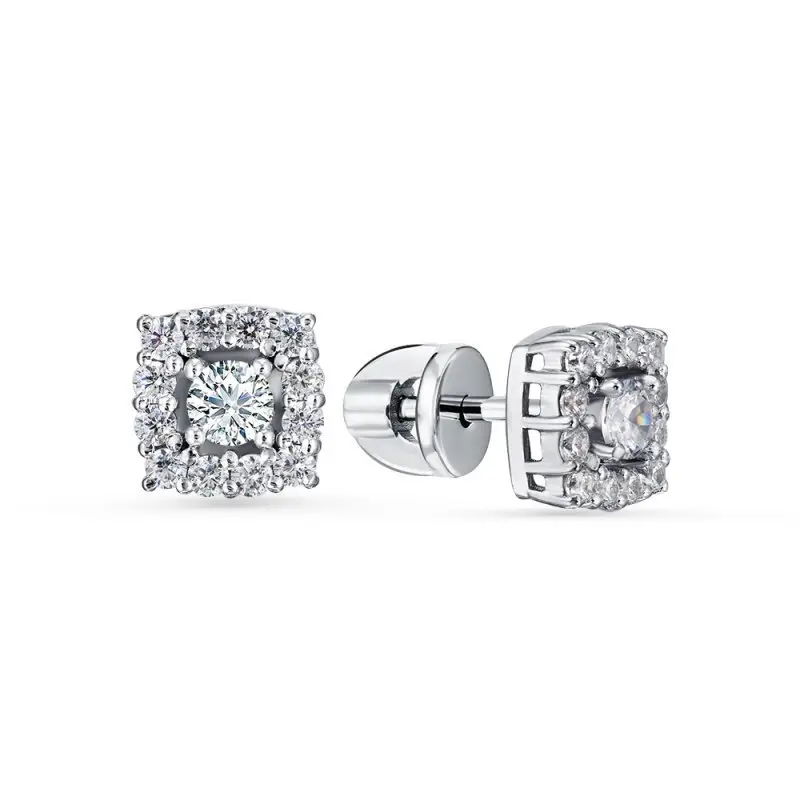 Серьги пуссеты из белого золота