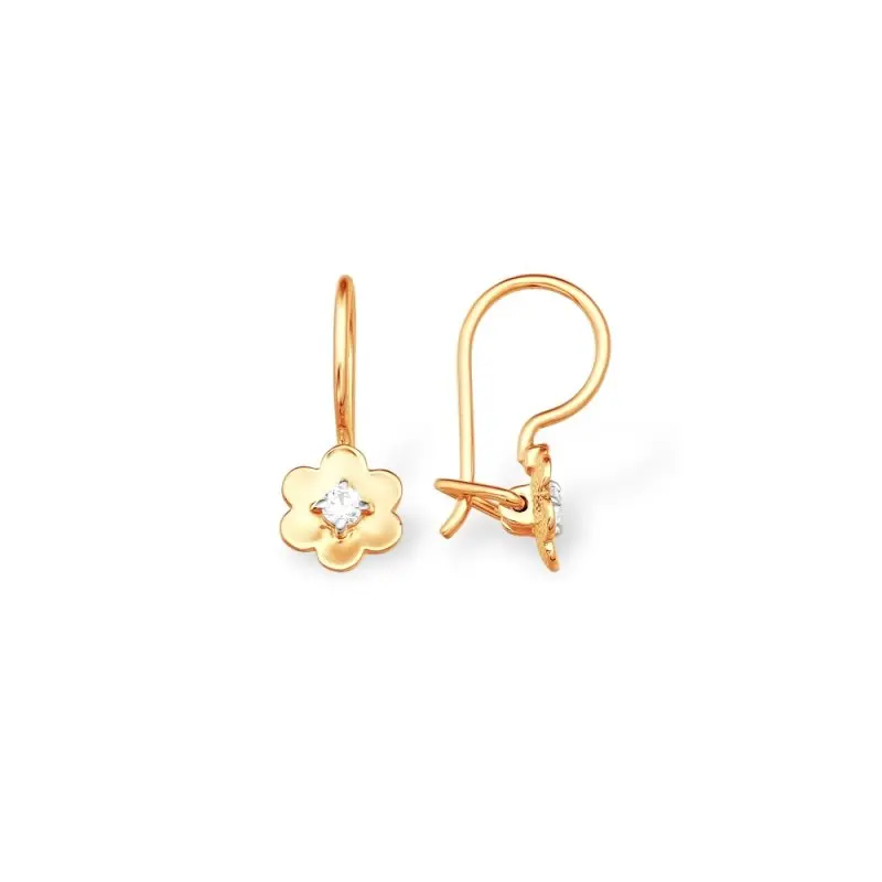 Серьги детские из красного золота