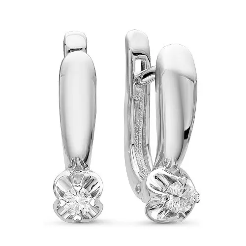 Серьги с английским замком из комбинированного золота с бриллиантами