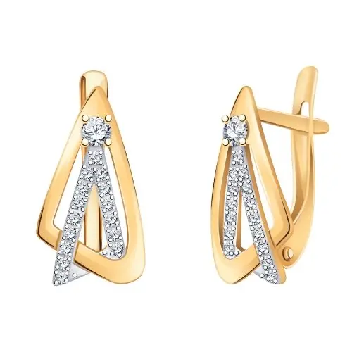 Серьги с английским замком из красного золота