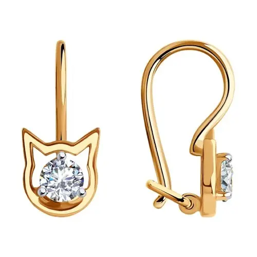Серьги детские из красного золота
