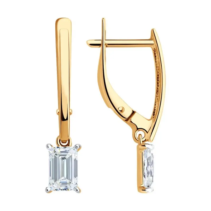 Серьги подвесные из красного золота