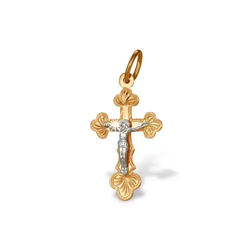 Подвеска крест из комбинированного золота