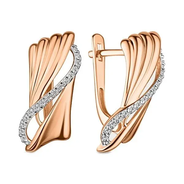 Серьги с английским замком из красного золота