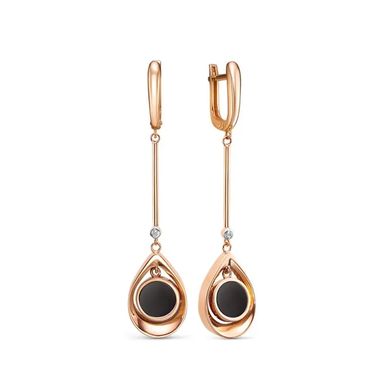 Серьги подвесные из красного золота