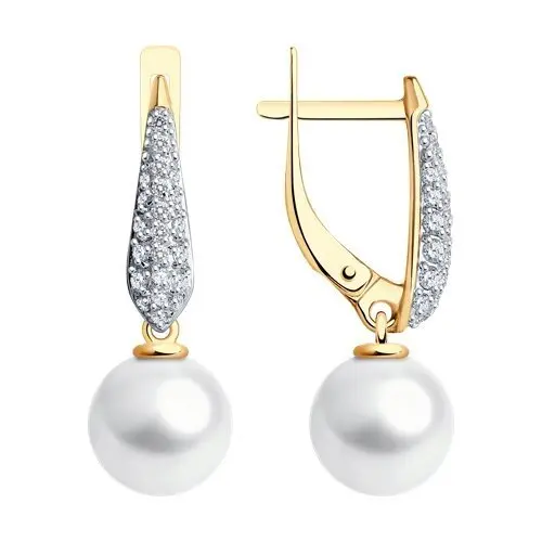 Серьги подвесные из красного золота