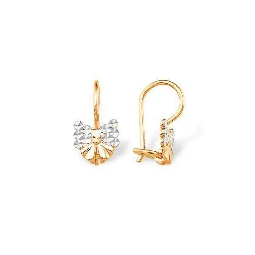 Серьги детские из комбинированного золота