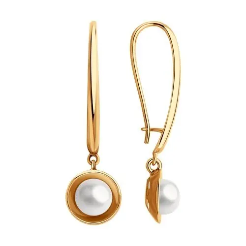 Серьги подвесные из красного золота