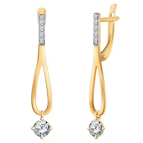 Серьги подвесные из красного золота