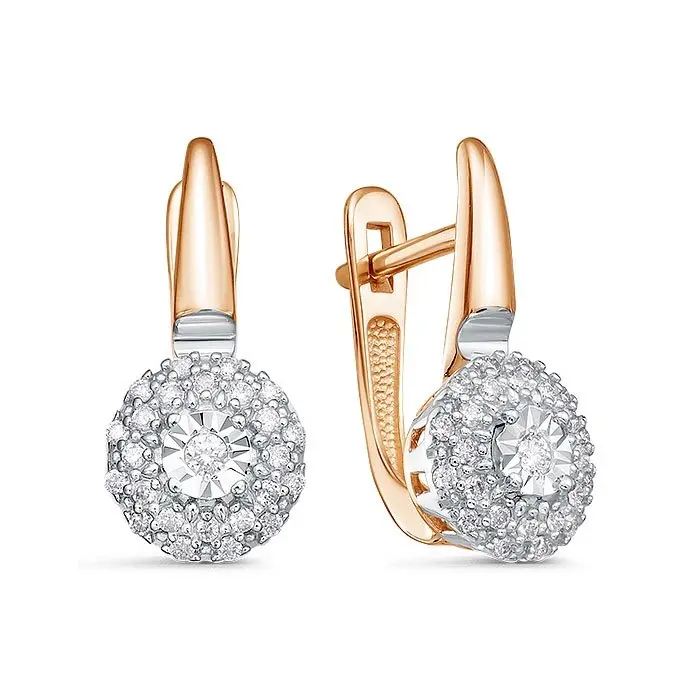 Серьги с английским замком из комбинированного золота