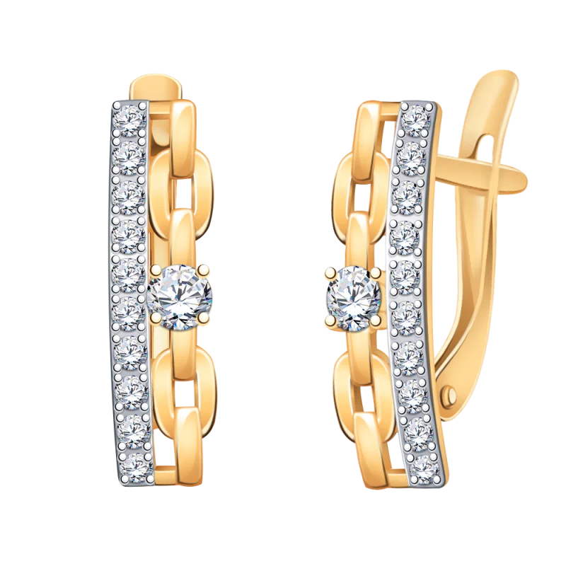 Серьги с английским замком из красного золота