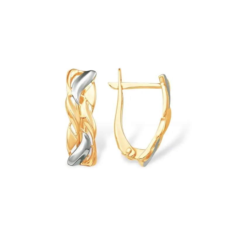 Серьги с английским замком из комбинированного золота