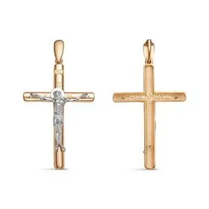 Подвеска крест из комбинированного золота