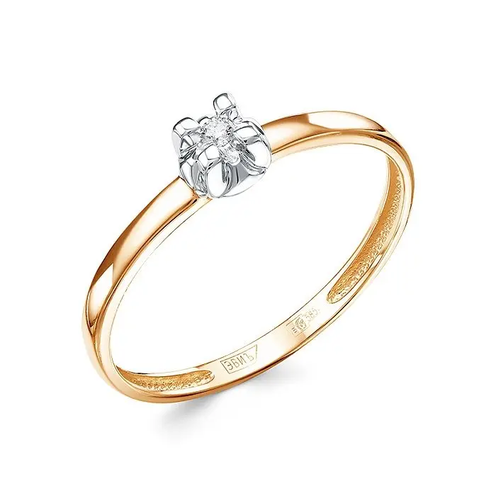 Кольцо помолвочное из комбинированного золота