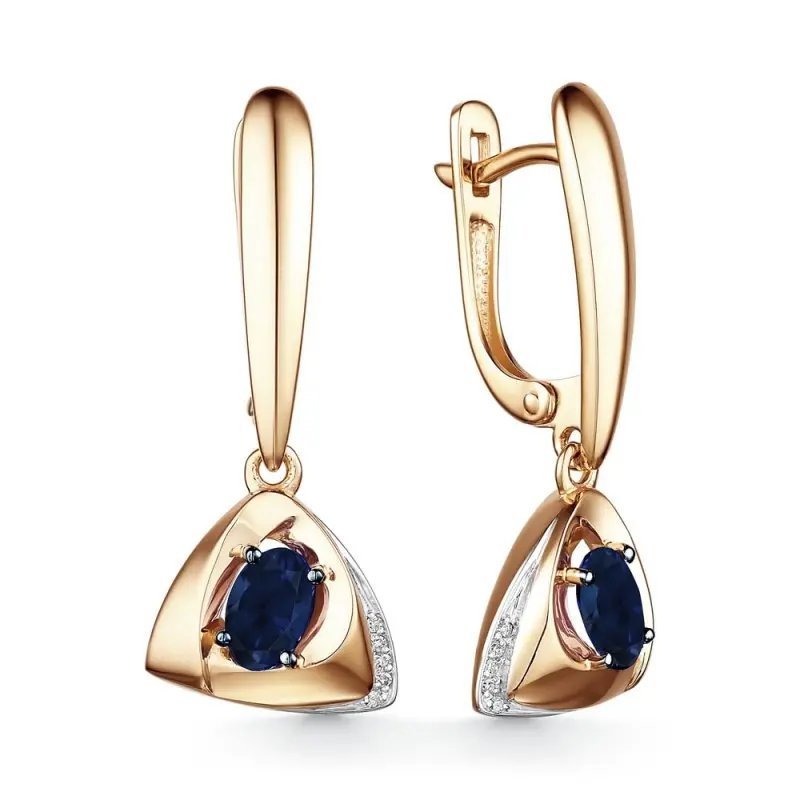 Серьги подвесные из красного золота