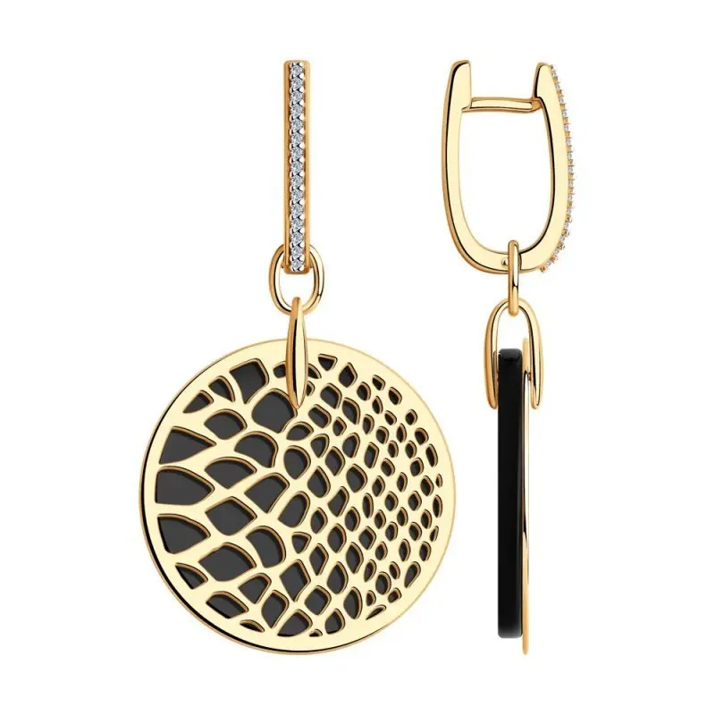 Серьги подвесные из позолоты