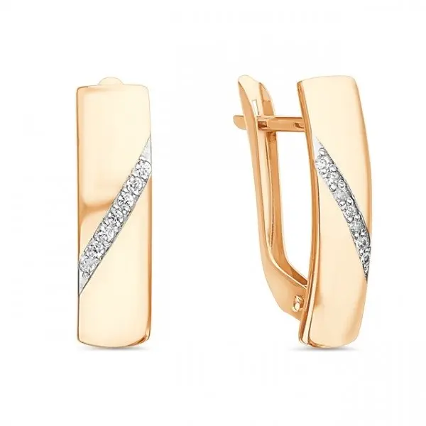 Серьги с английским замком из красного золота