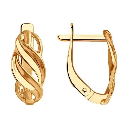 Серьги с английским замком из красного золота