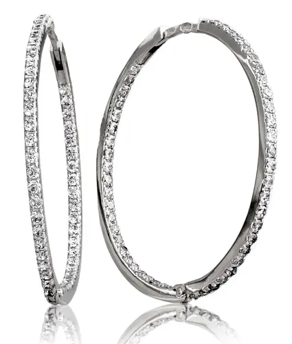 Серьги конго из серебра с фианитами
