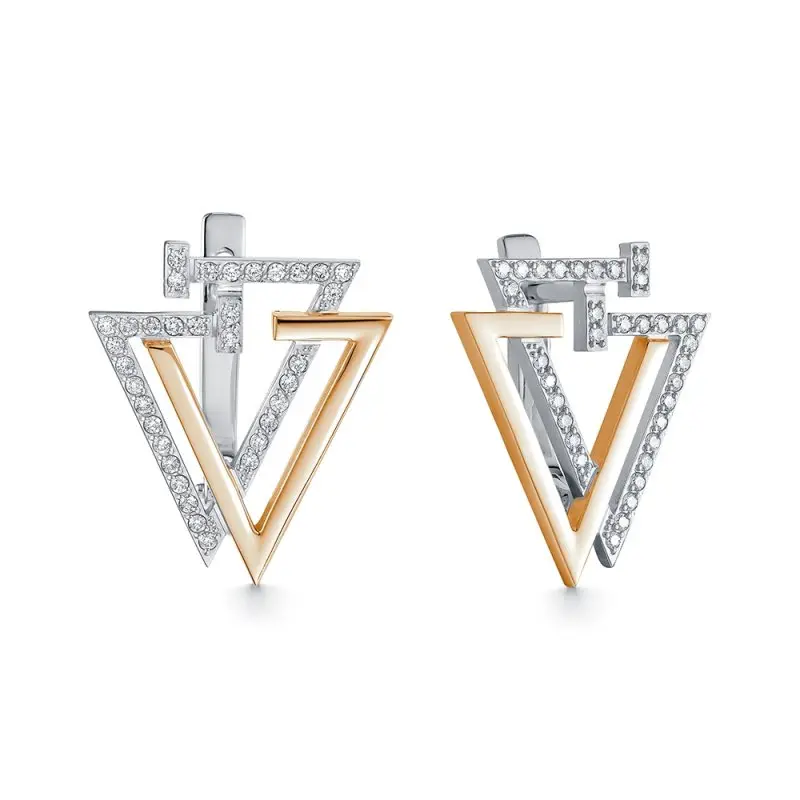 Серьги с английским замком из комбинированного золота