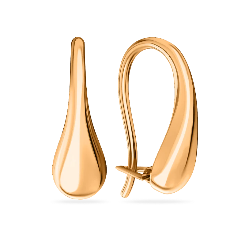 Серьги петельки из красного золота