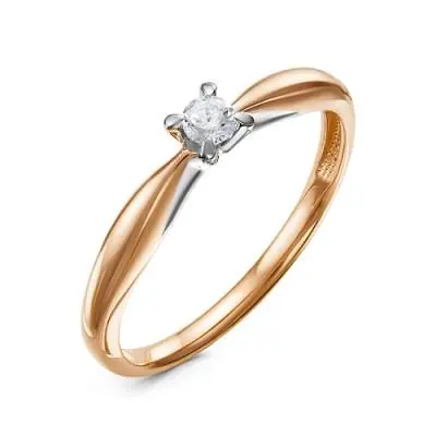 Кольцо помолвочное из комбинированного золота