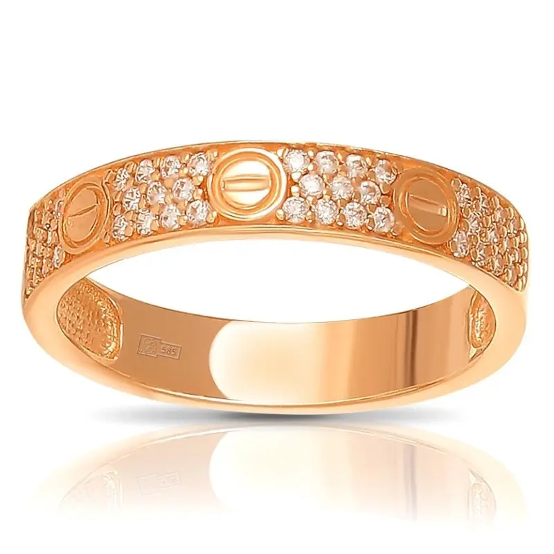 Кольцо декоративное из белого золота с фианитами