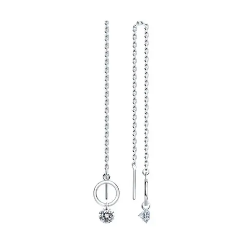Серьги цепочки из серебра