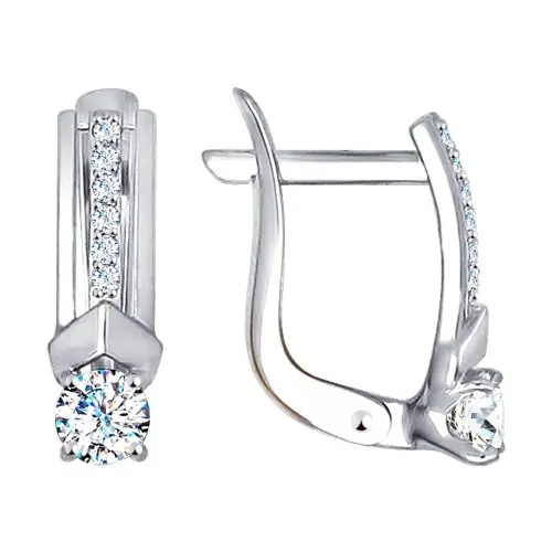 Серьги с английским замком из белого золота