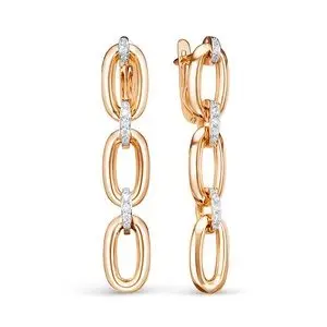 Серьги подвесные из красного золота