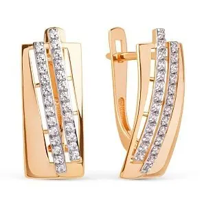 Серьги с английским замком из красного золота