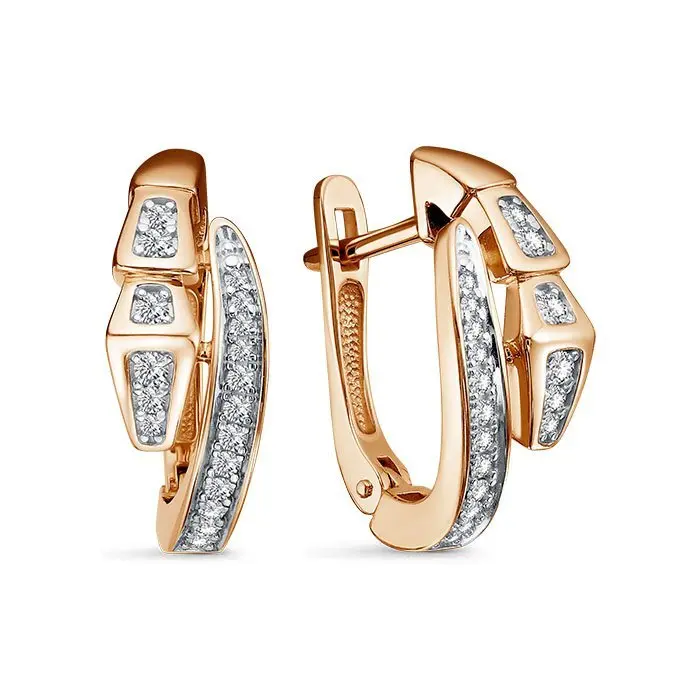 Серьги с английским замком из красного золота