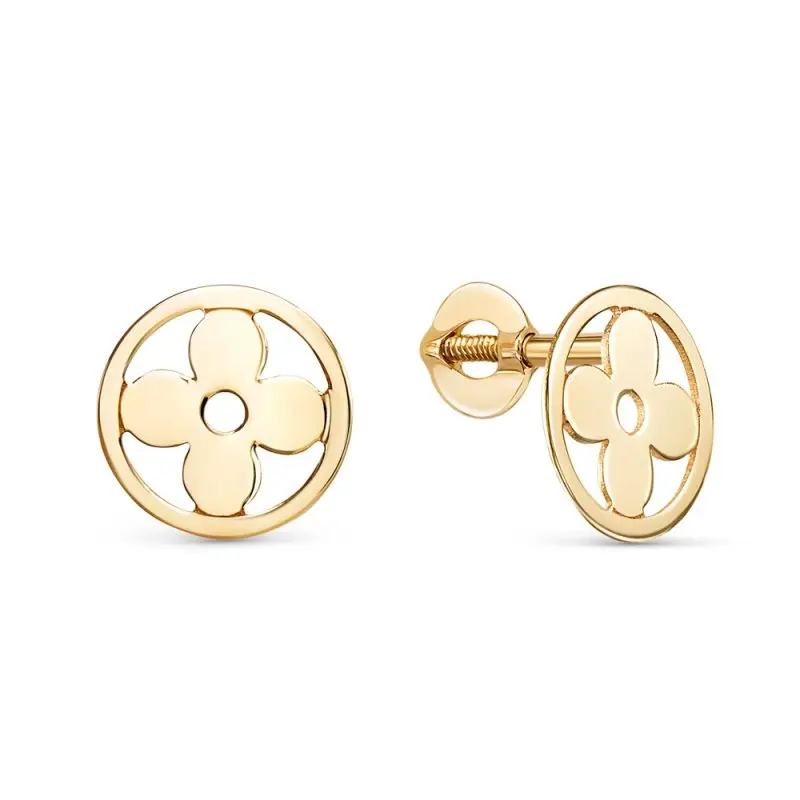 Серьги пуссеты из красного золота