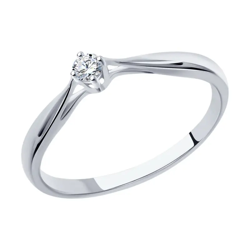 Кольцо помолвочное из белого золота