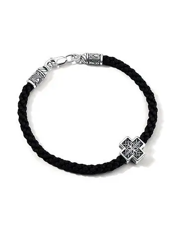 Браслет шнурок из серебра