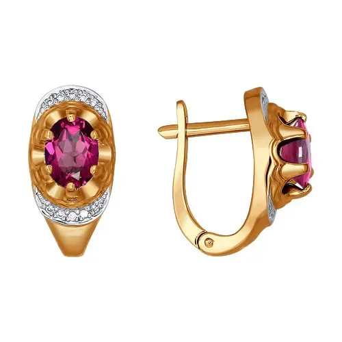 Серьги с английским замком из комбинированного золота