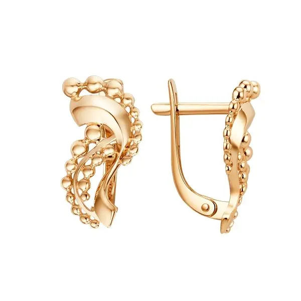 Серьги с английским замком из красного золота