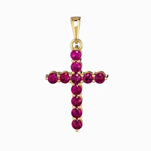 Подвеска декоративный крест из красного золота