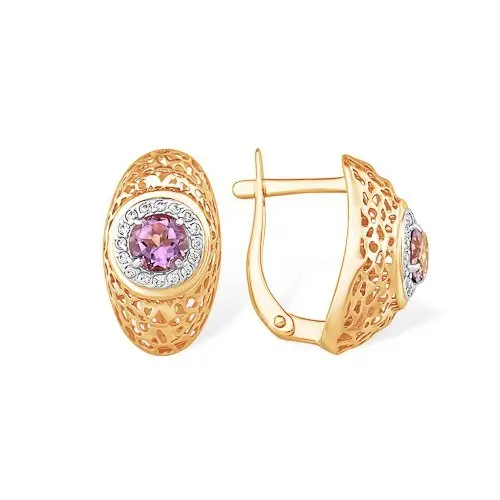 Серьги с английским замком из комбинированного золота